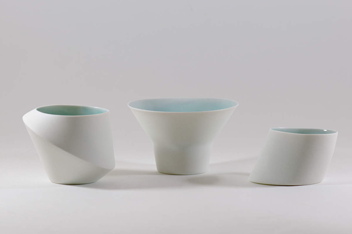 Peter Biddulph slip cast porcelain cups Peter Biddulph Three slip cast porcelain cups