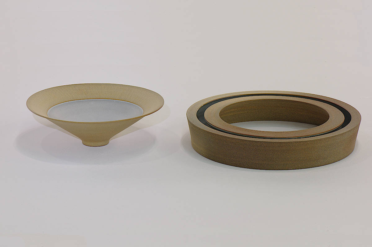 Double Walled Vessel 2 and Medium Stoneware Bowl